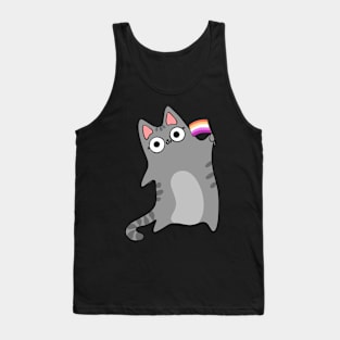 Lesbian Pride Flag Kawaii Cat Gay Cute chibi Tabby Kitty Tank Top